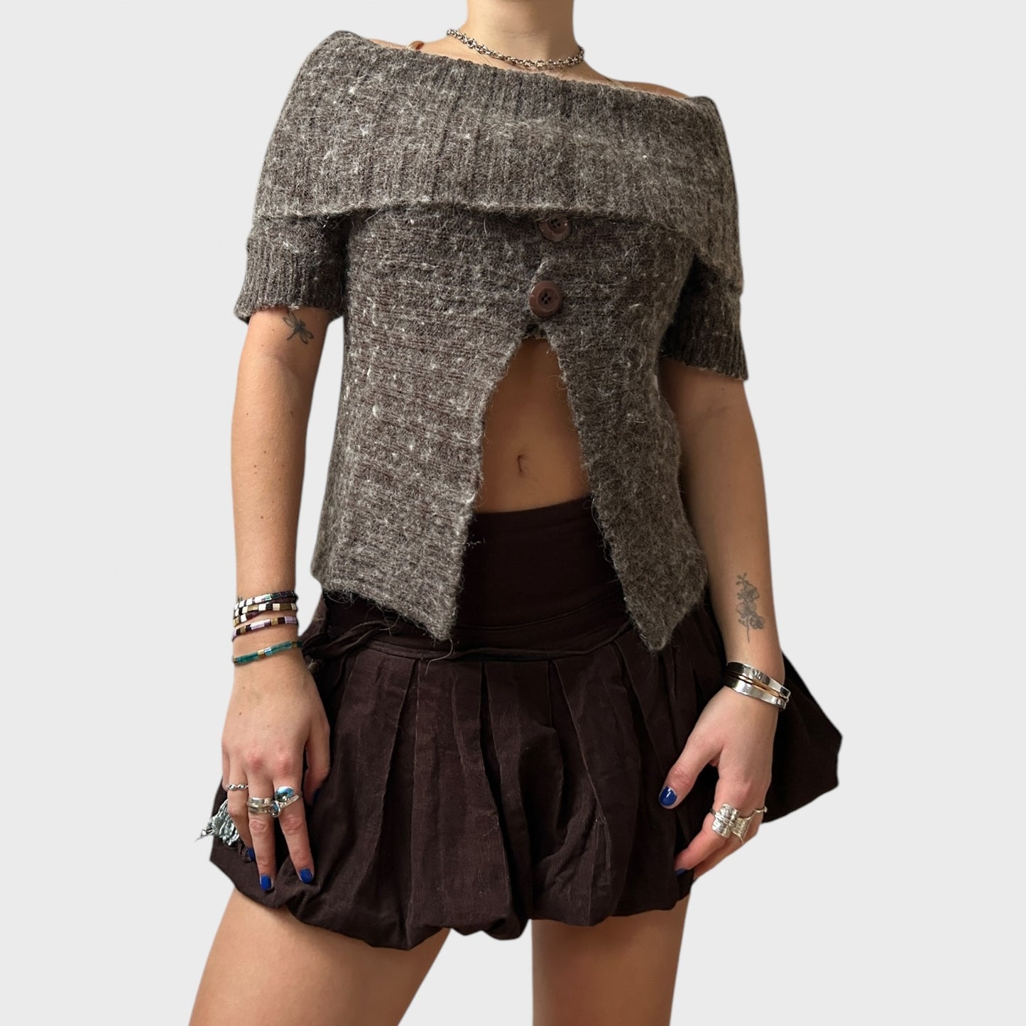 Light Brown Fluffy Cropped Jumper