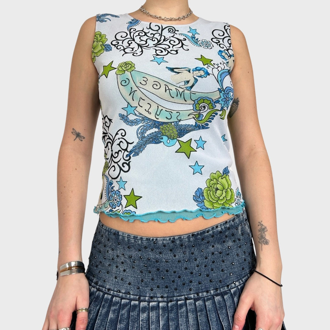 Vintage renaissance cherub mesh top