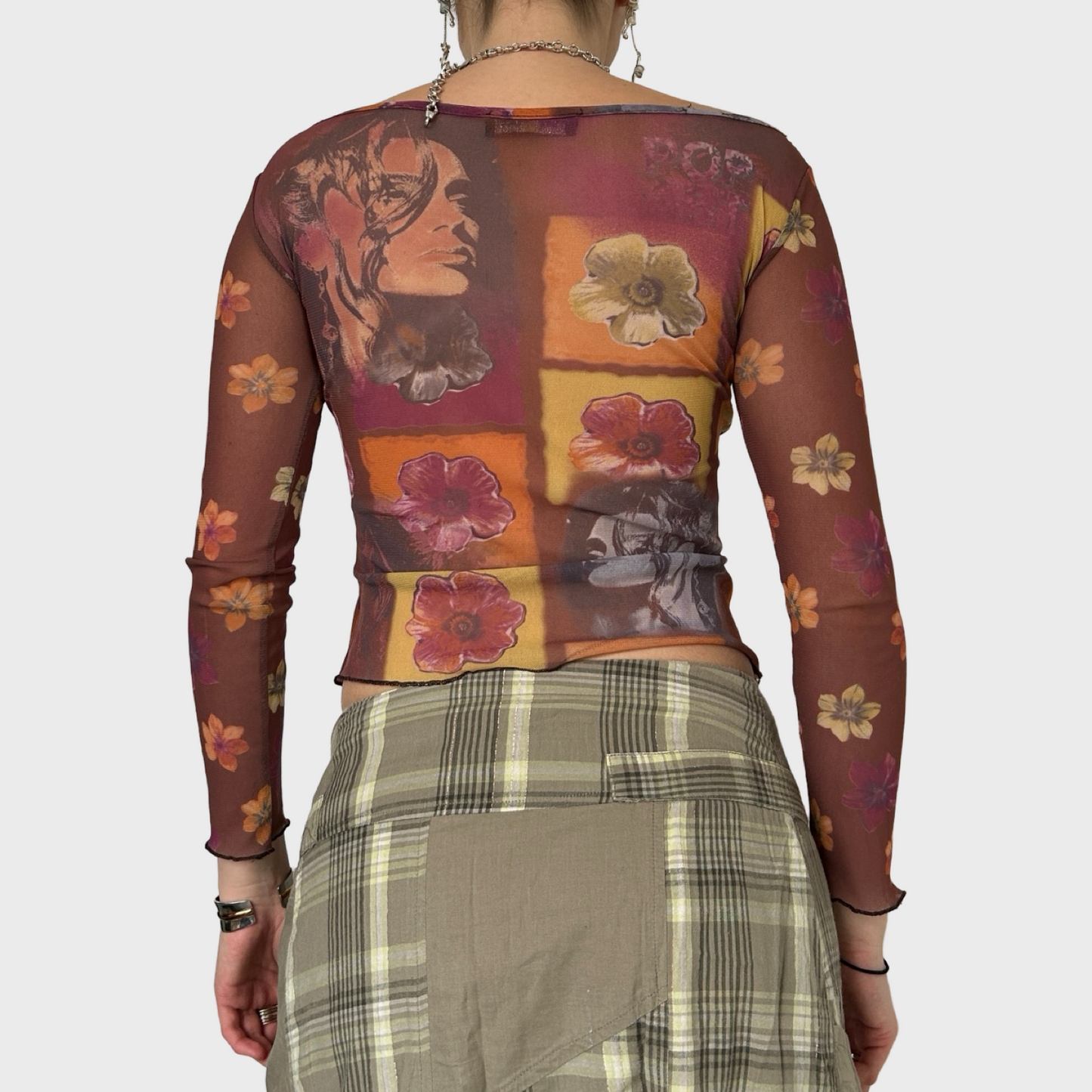Vintage graphic mesh top