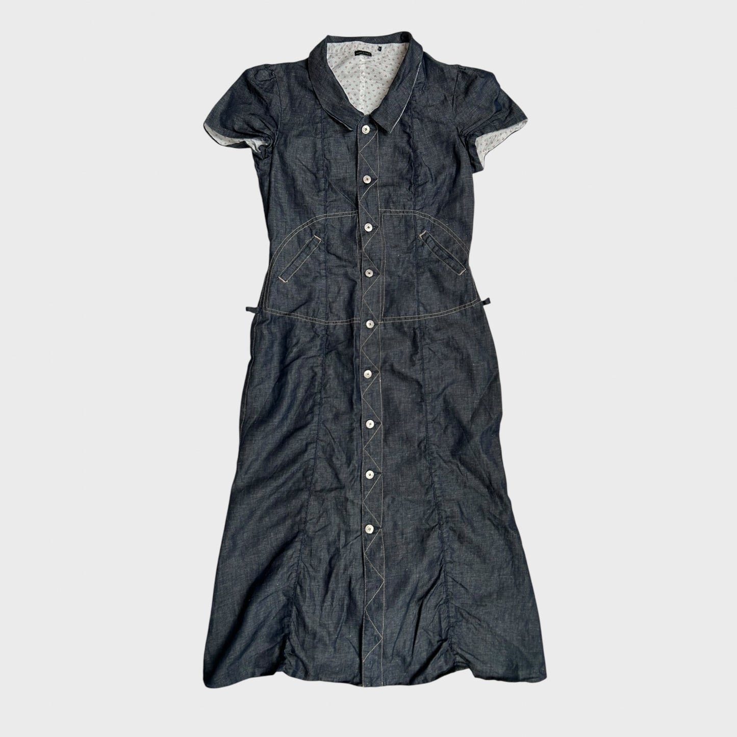 Denim Look Button-Up Midi Dress