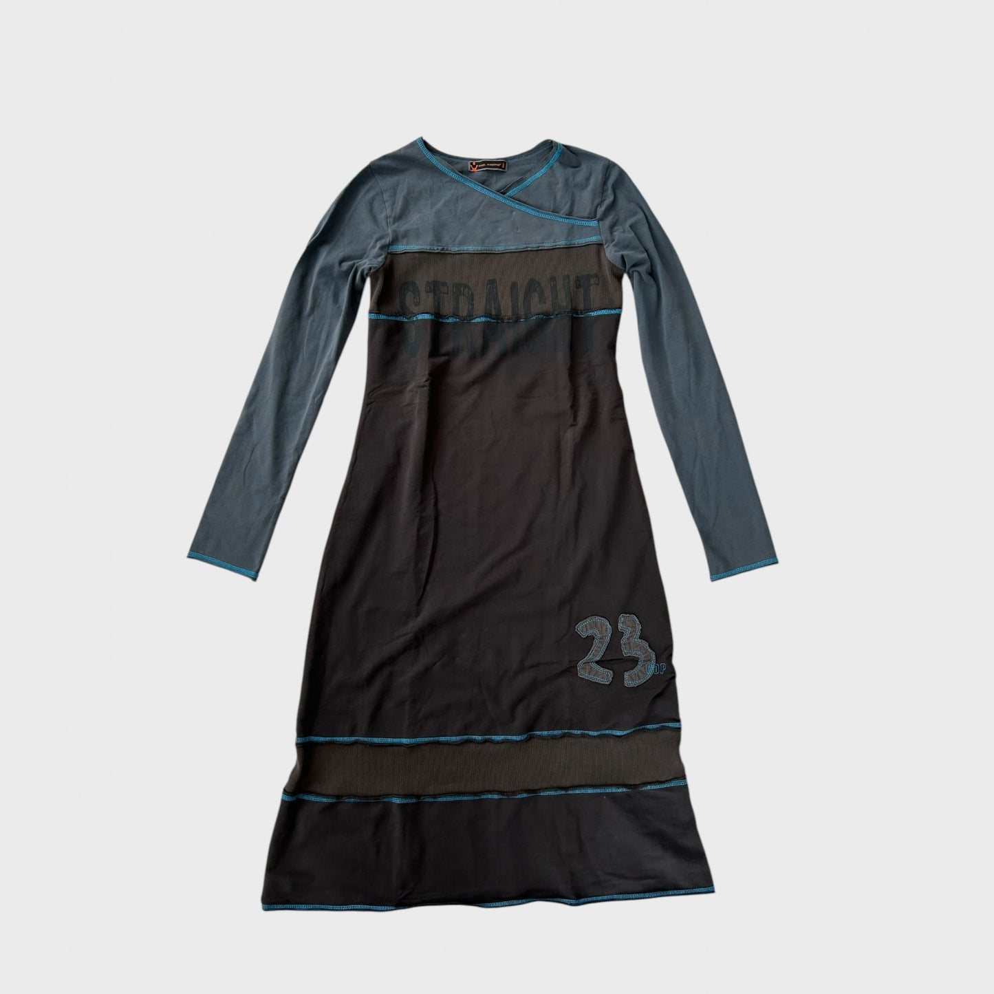 Cop Copine Grey and Light Blue Contrast Maxi Dress