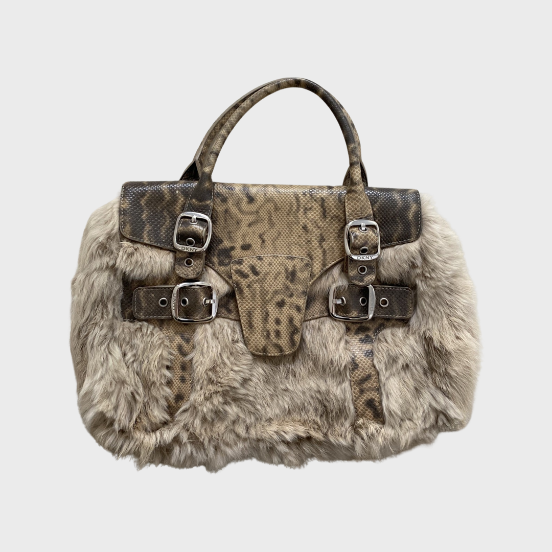 DKNY y2k fur lizard sea snake handbag