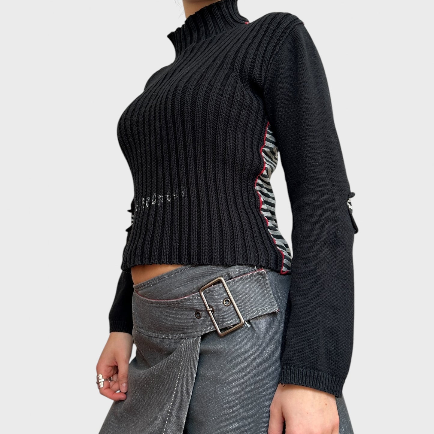 Vintage Cop Copine Bi-Material High Neck Jumper