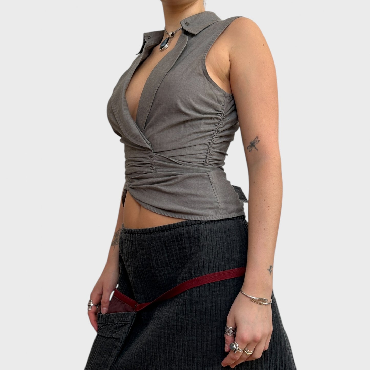 Cop Copine Grey Wrap Collar Top