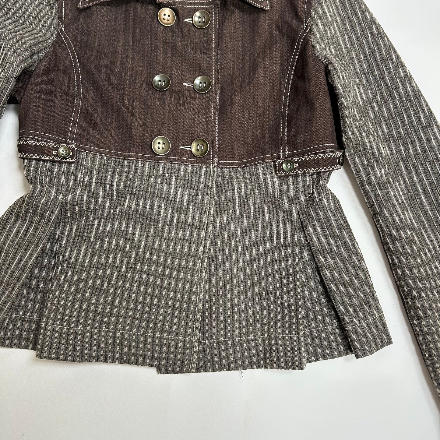 Striped Button-Up Double-Breasted Jacket
