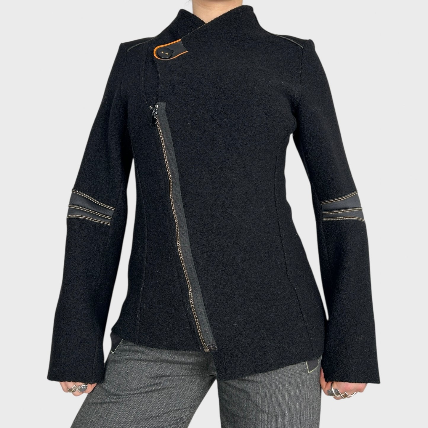 Cop Copine Asymmetric Zip Coat - L