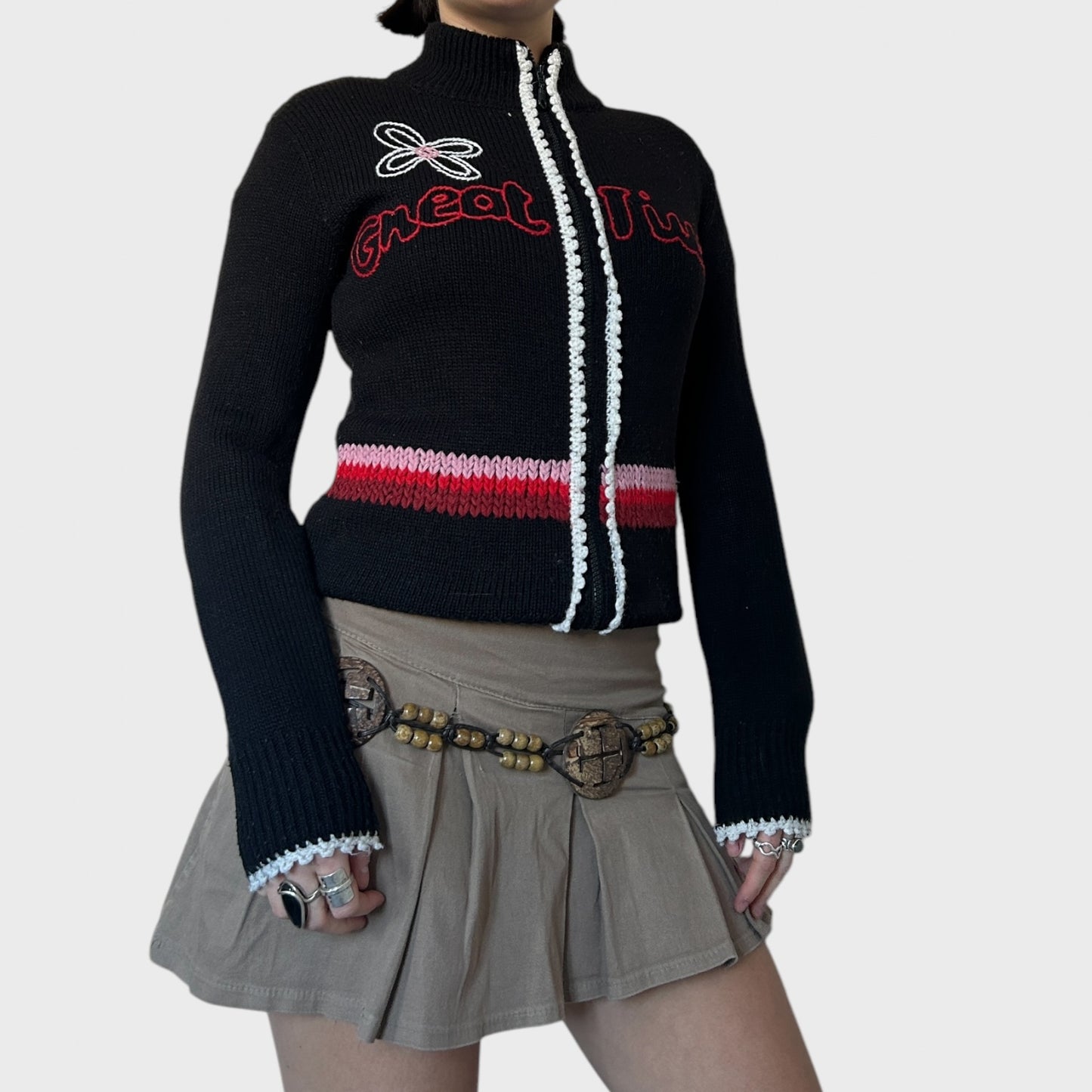 Vintage zip up knit jumper