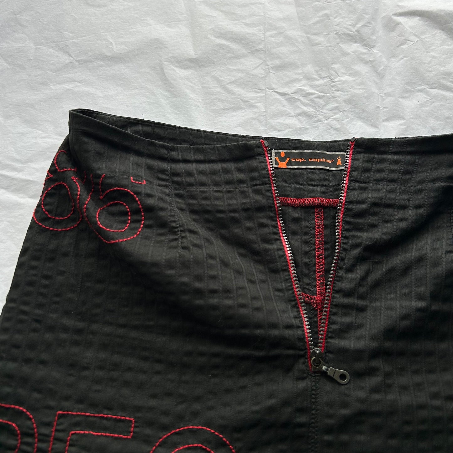 Cop Copine Black and Red Contrast Midi Skirt - S