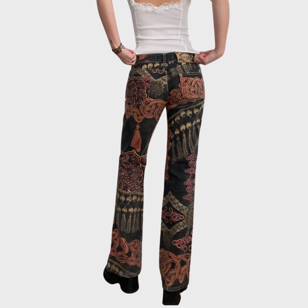 Rare Roberto Cavalli graphic print rope jeans
