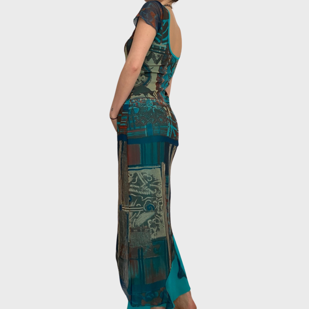 Save the Queen mesh maxi dress