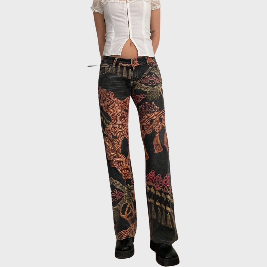 Rare Roberto Cavalli graphic print rope jeans