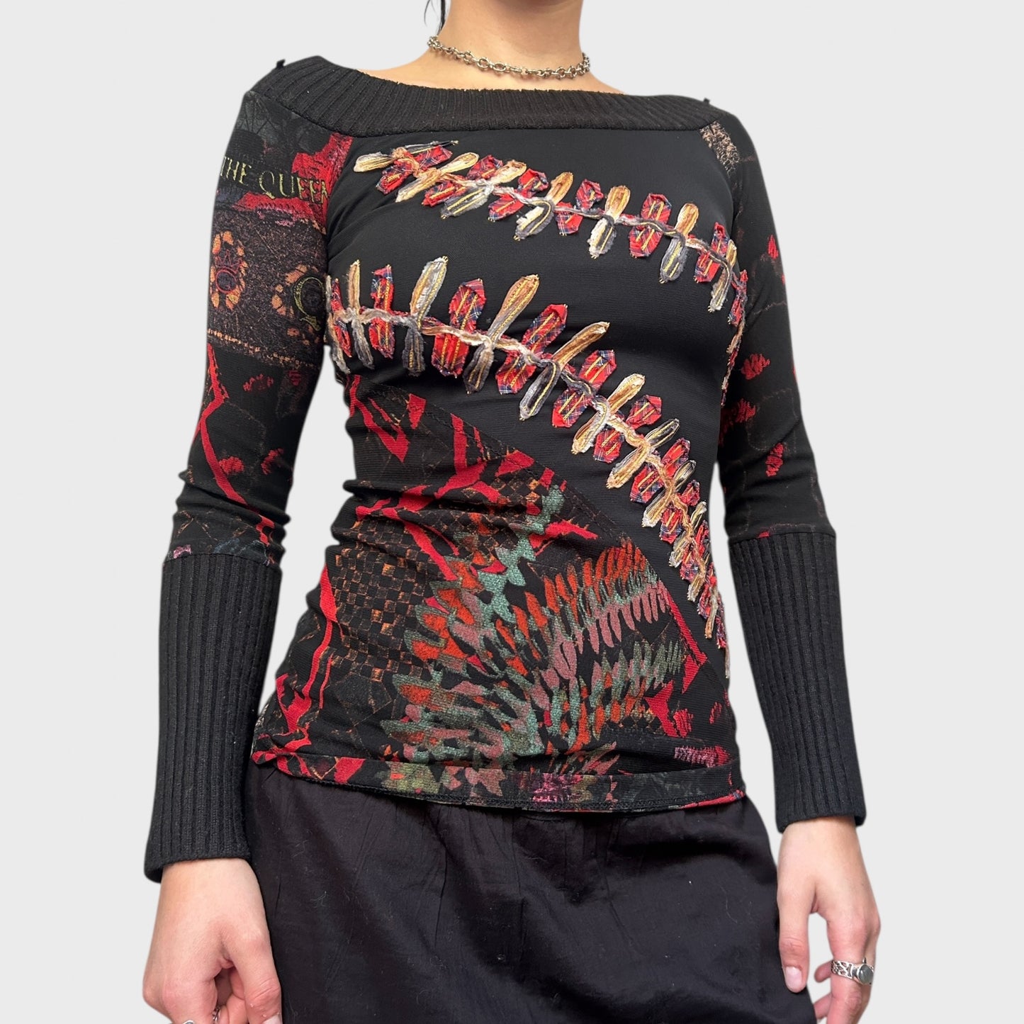 Save The Queen Mesh Long Sleeve Top
