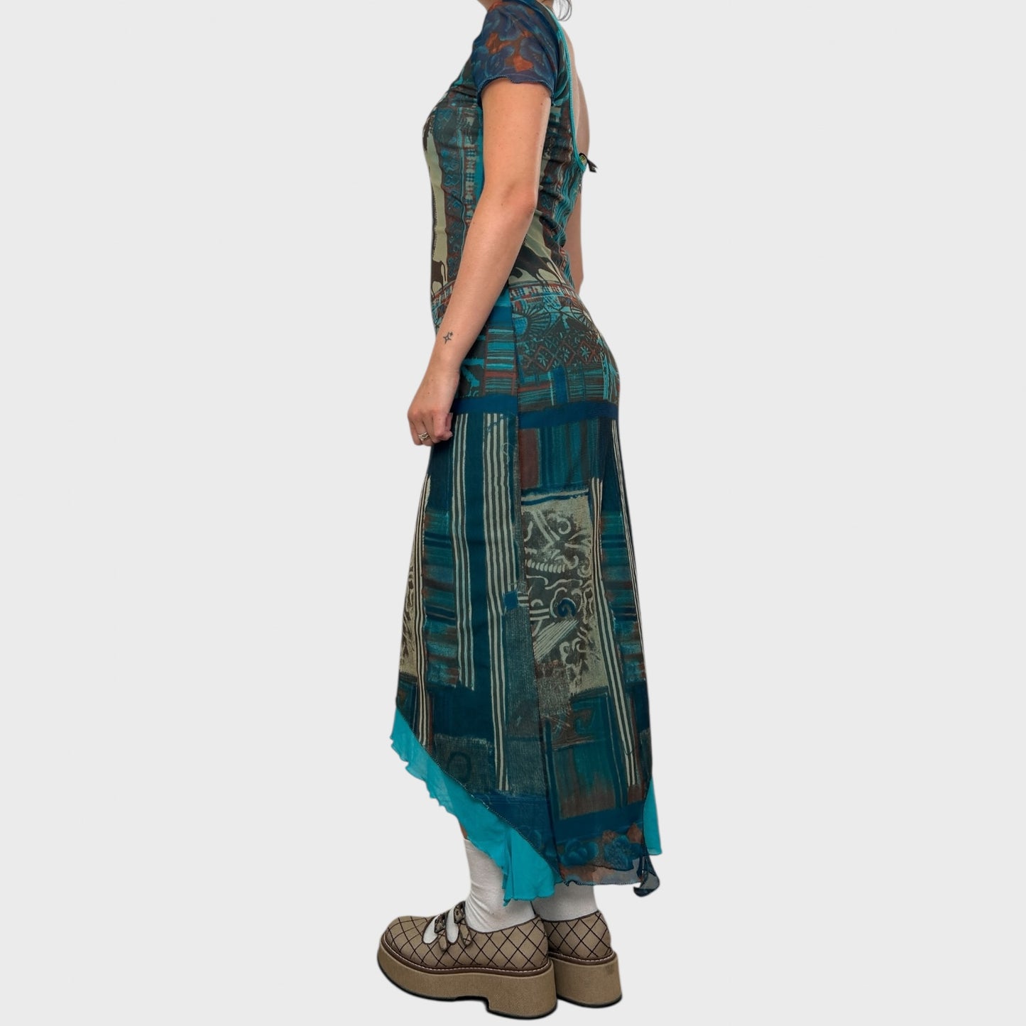 Save the Queen Graphic Mesh Maxi Dress - S/M