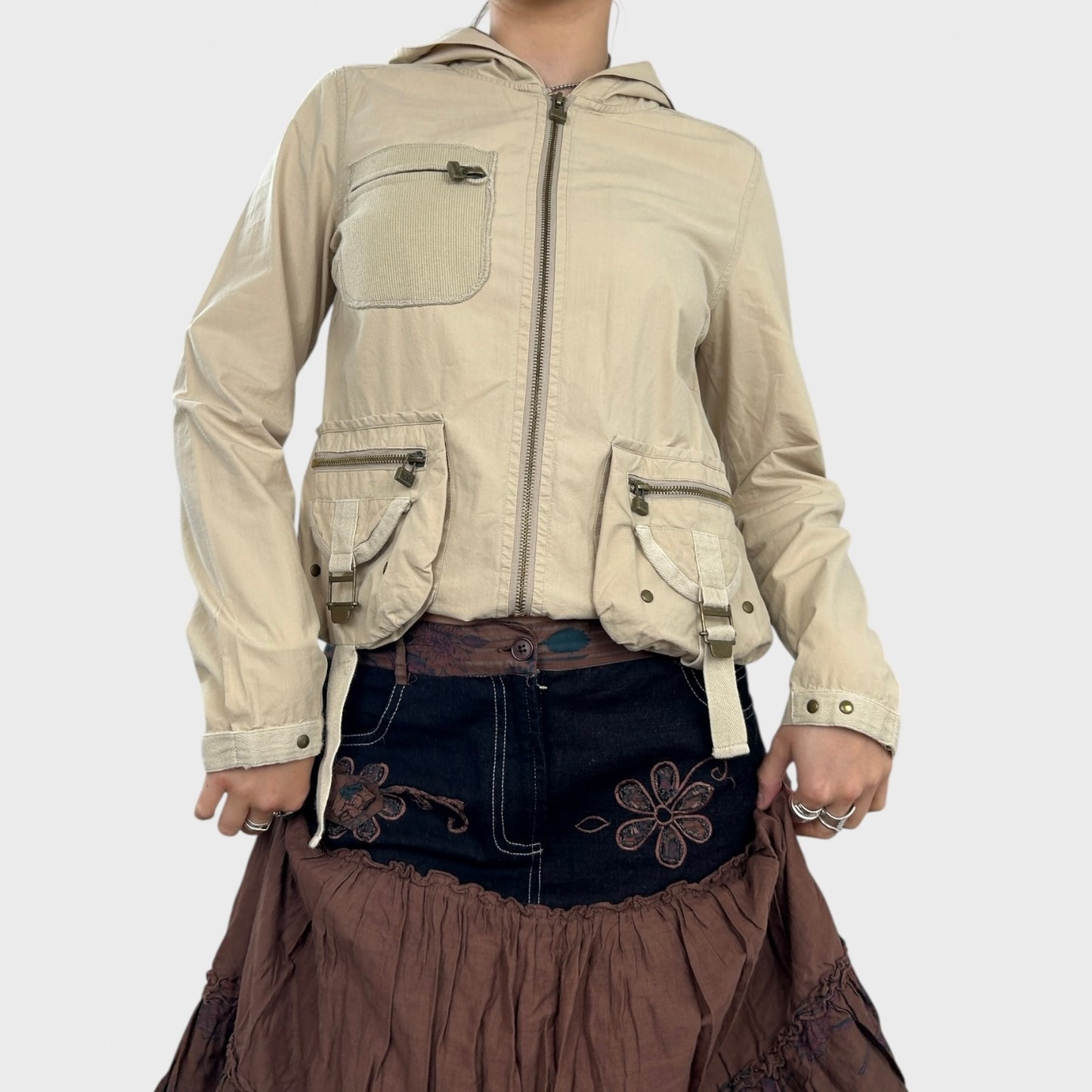 Beige Buckle Pocket Jacket - S