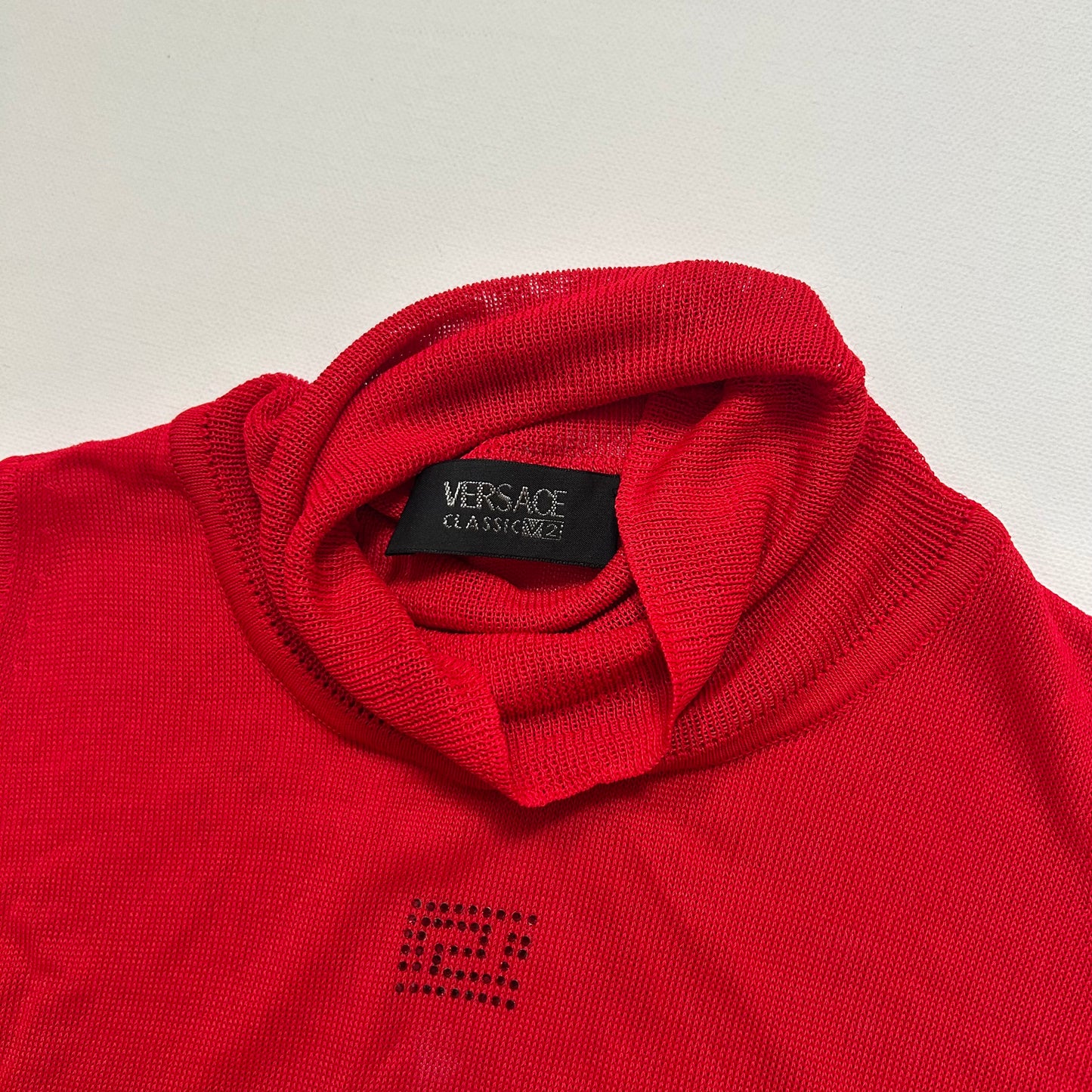 Versace Red Slinky High Neck Top