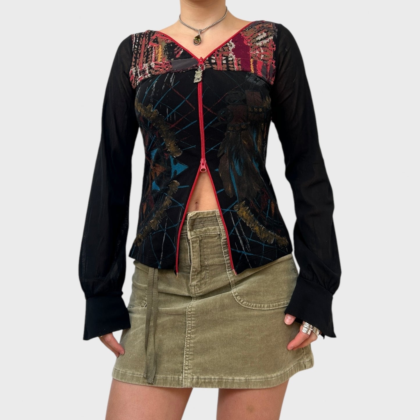 Save the Queen Mesh Double Zip Top