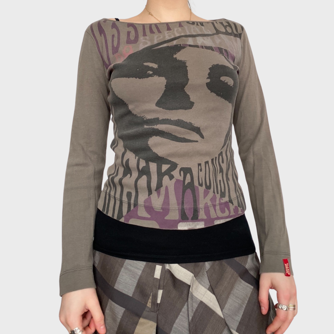 Miss Sixty graphic face motif top