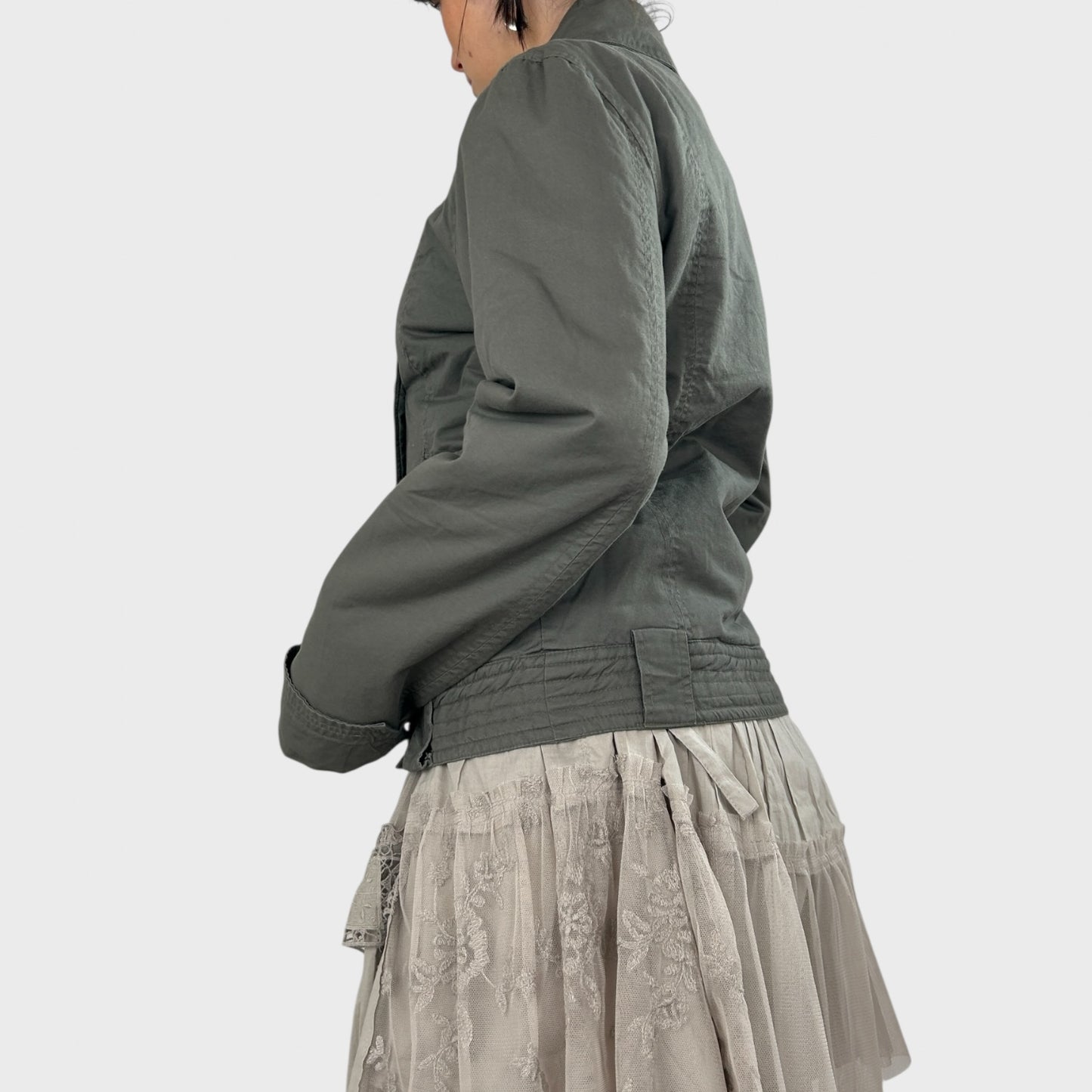 Khaki Button-Up Jacket - M