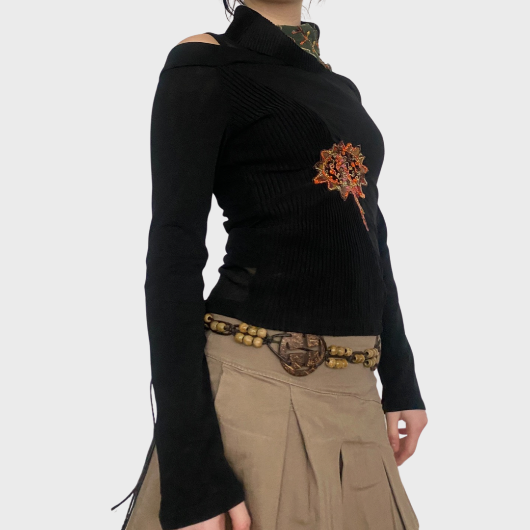 Save the Queen long sleeve mesh top