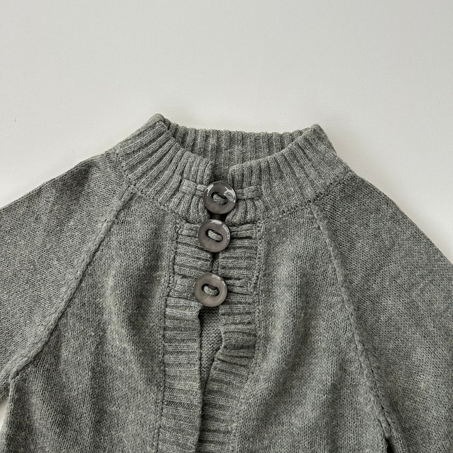 Grey Button-Up Split Hem Cardigan