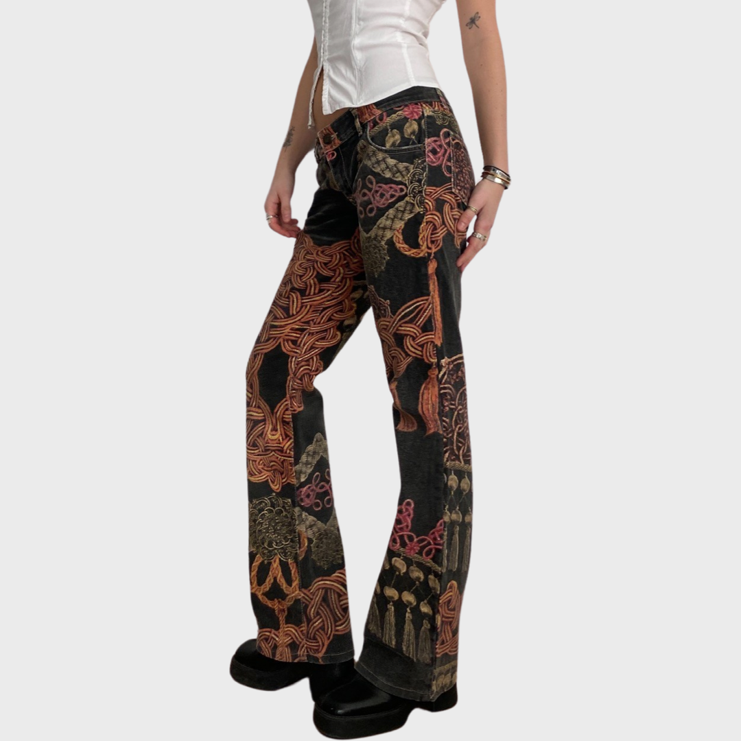 Rare Roberto Cavalli graphic print rope jeans