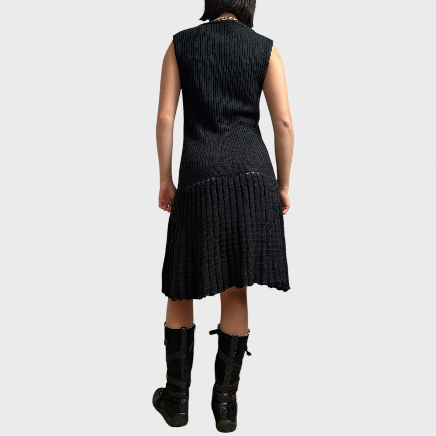 Black Knitted Drop Waist Midi Dress