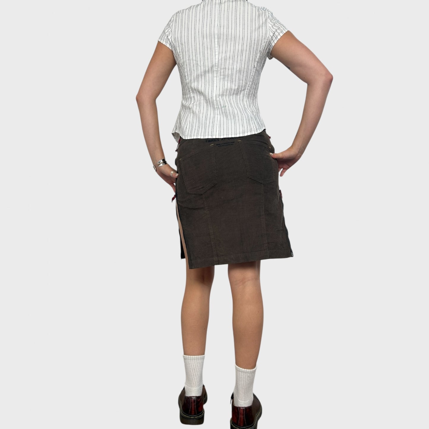 Cop Copine Brown Corduroy Graphic Midi Skirt - S