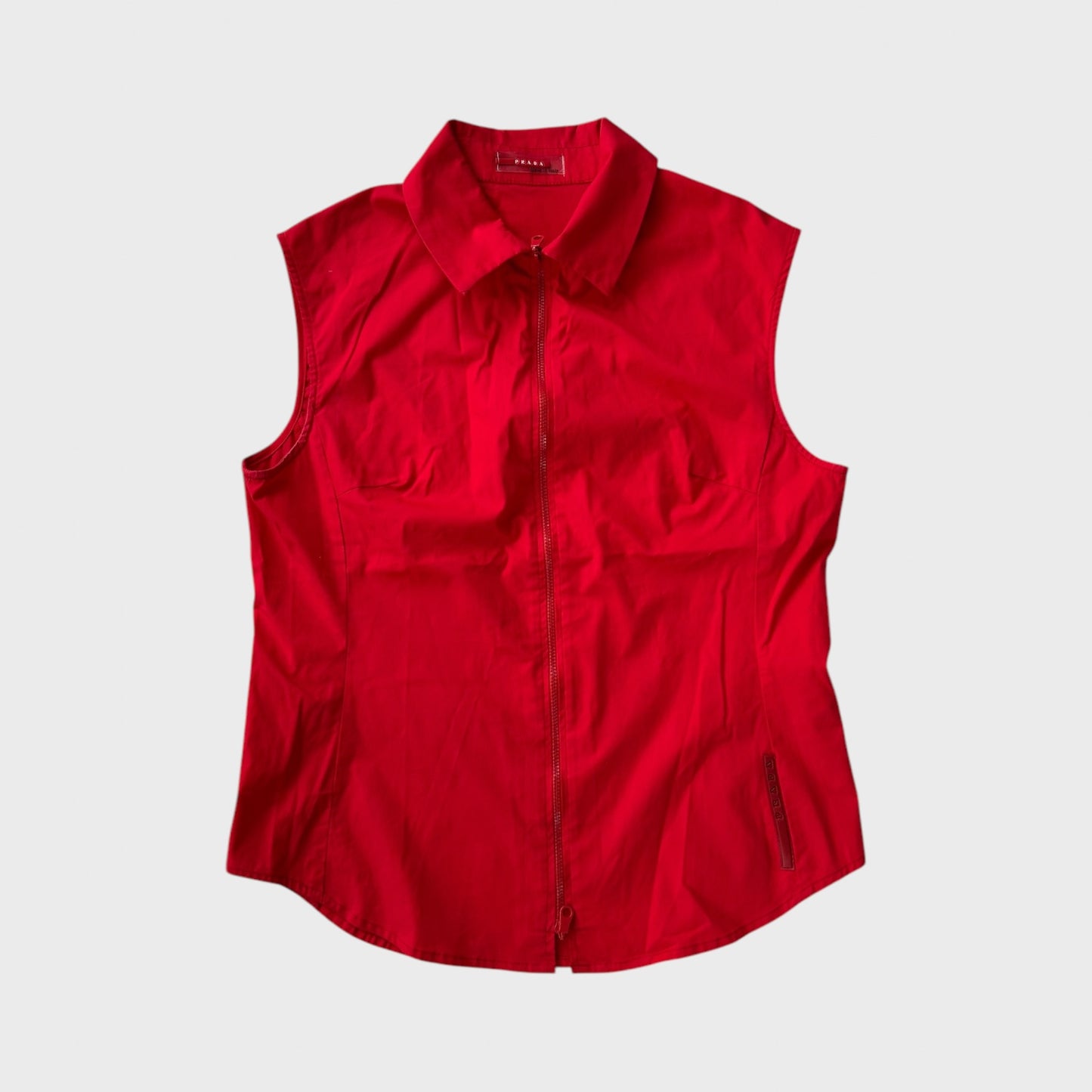 Prada Sport Red Fitted Sleeveless Double Zip Top