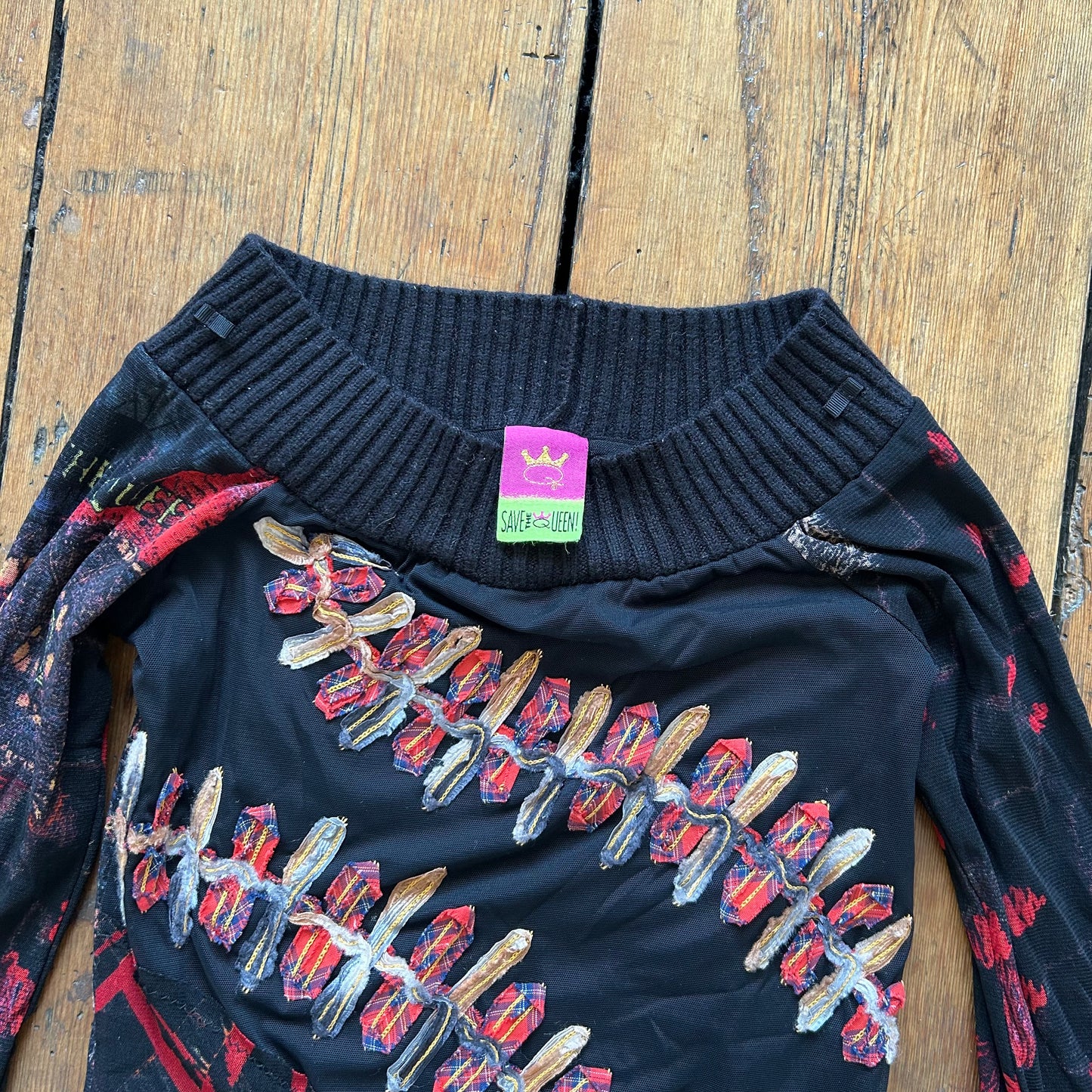 Save The Queen Mesh Long Sleeve Top