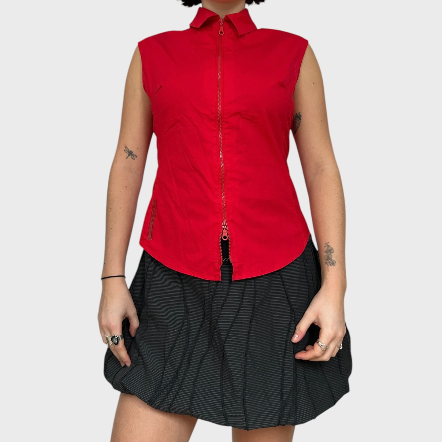 Prada Sport Red Fitted Sleeveless Double Zip Top