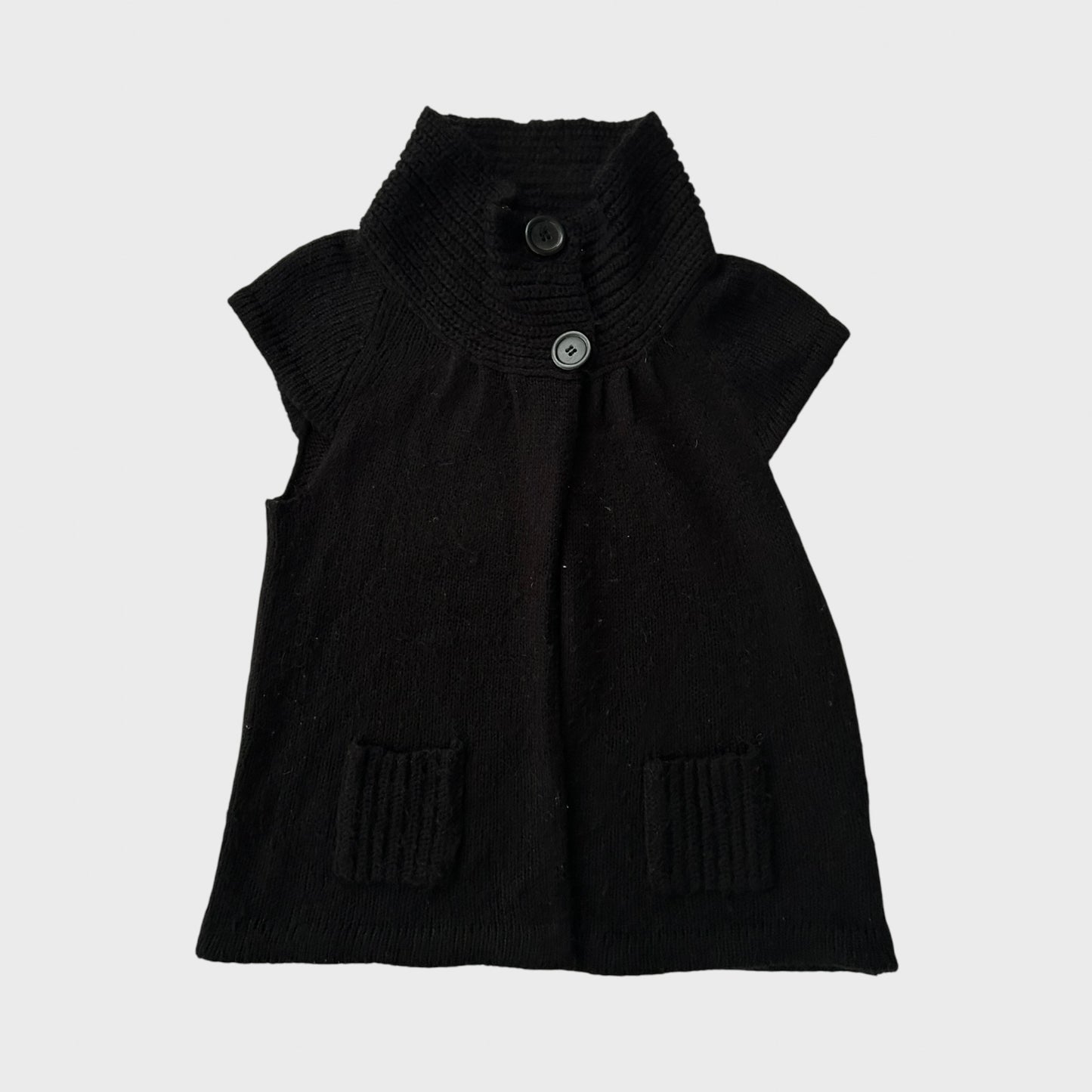 Black Button-Up Split Hem Jumper