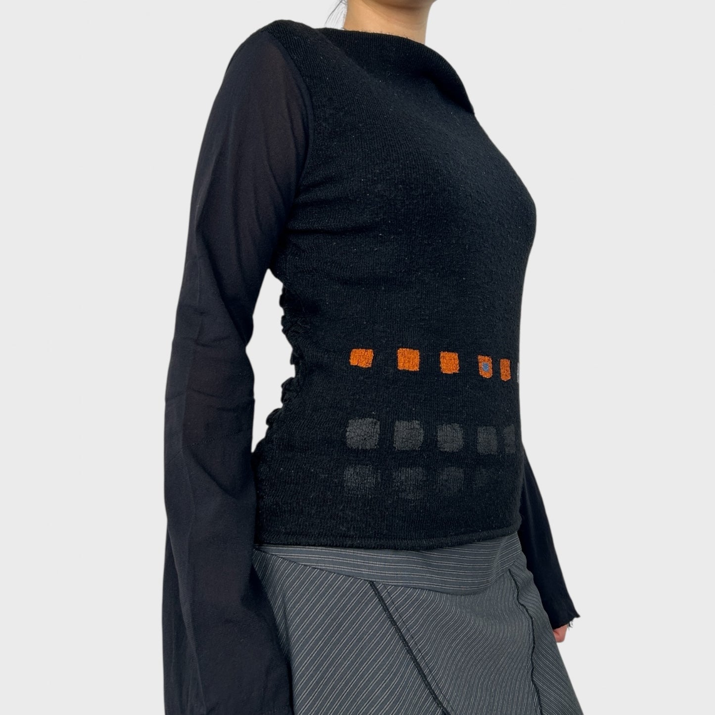 Cop Copine Graphic Black Knit Top - M