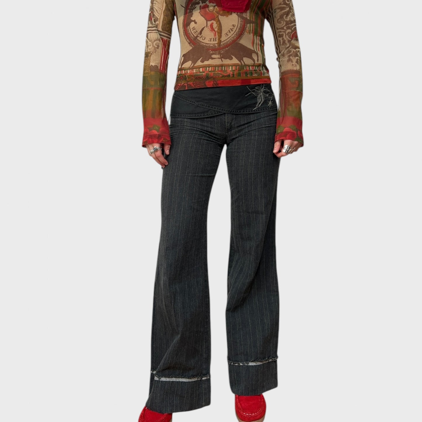 Cop Copine Pinstripe Belt Trousers