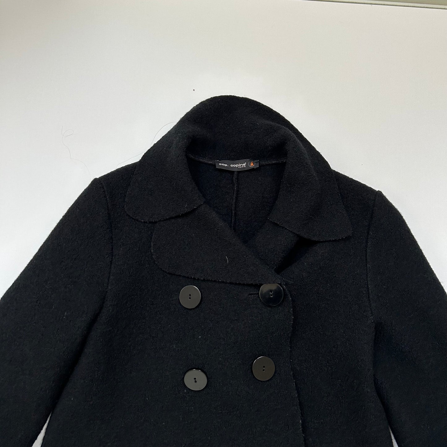 Cop Copine Black Button Wool Pea Coat