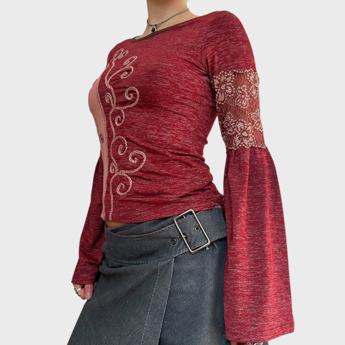 Save the Queen Long Sleeve Embroidered Top