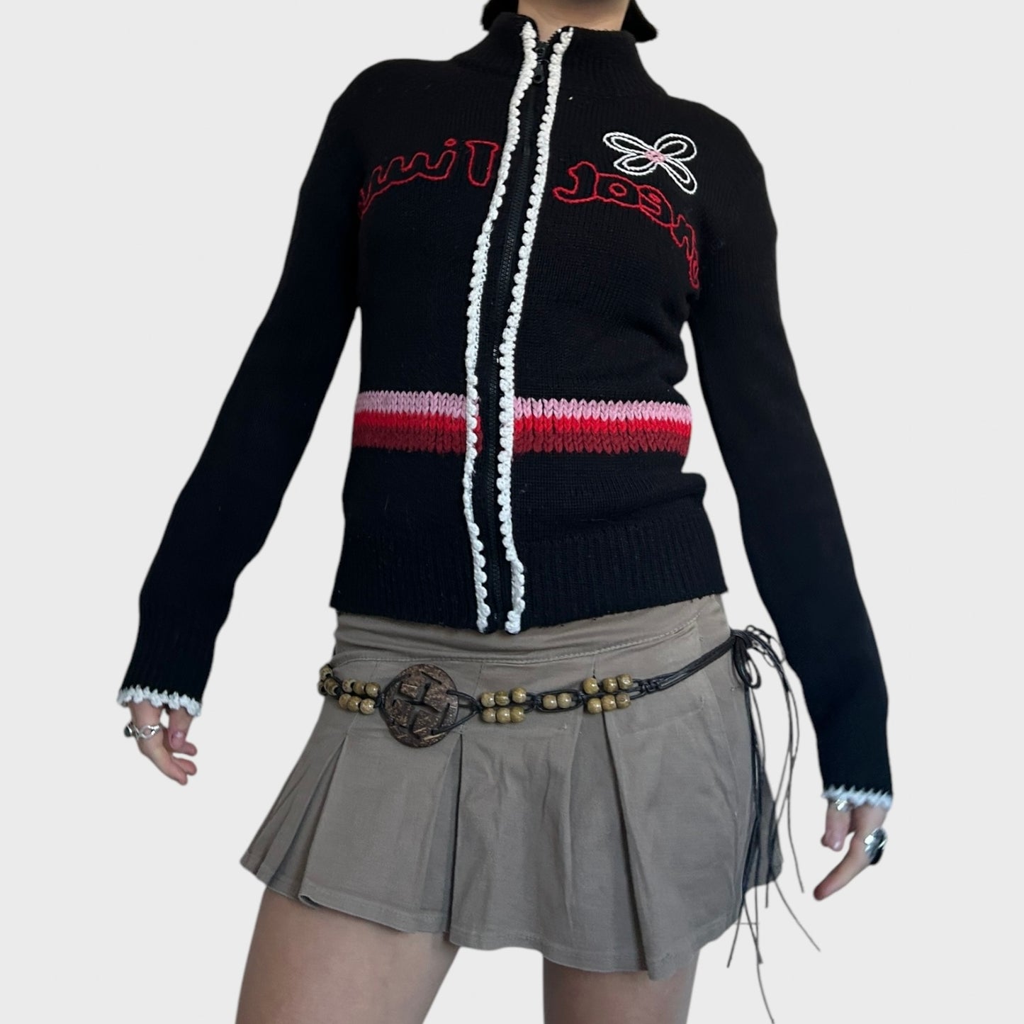 Vintage zip up knit jumper