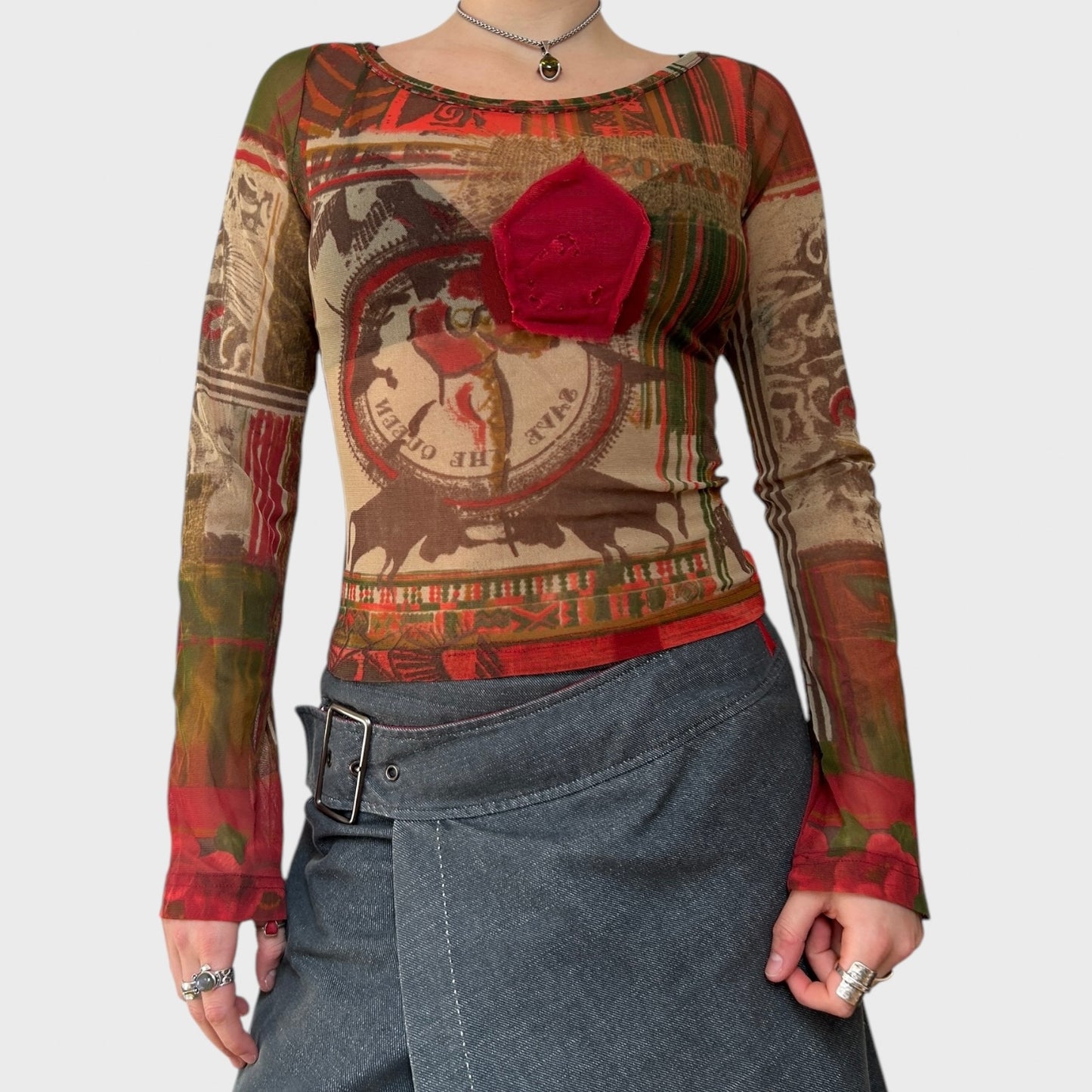 Save the Queen Long Sleeve Mesh Top