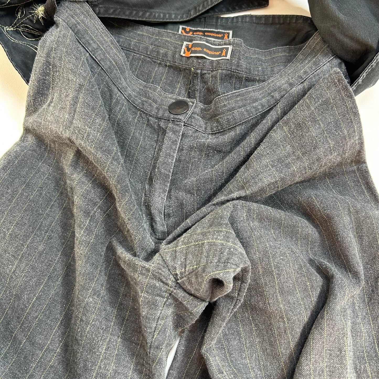 Cop Copine Pinstripe Belt Trousers