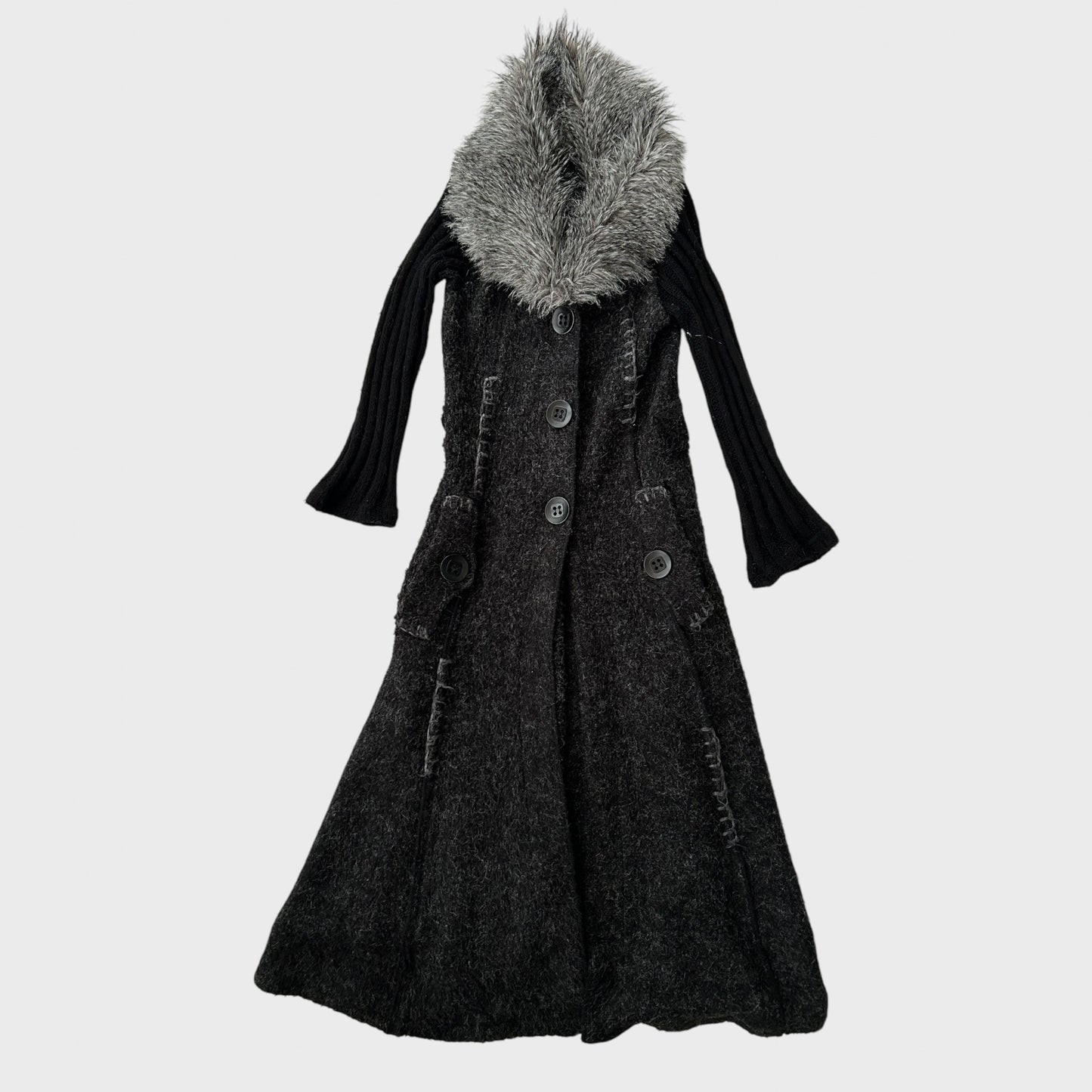 Whimsigoth Faux Fur Button-Up Cardigan