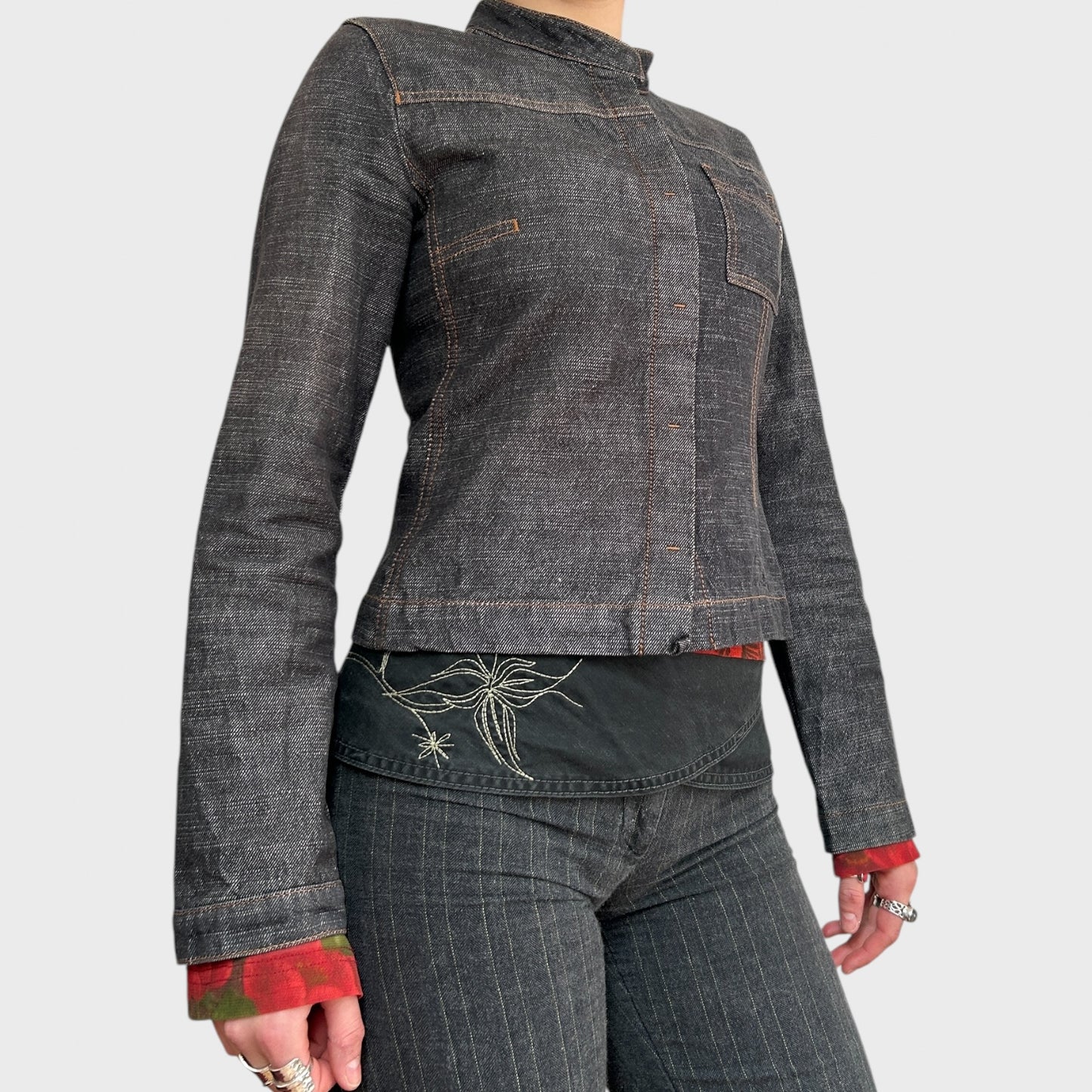 Cop Copine Fitted Denim Button-Up Jacket
