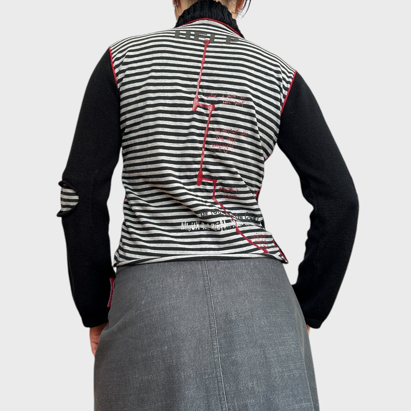 Vintage Cop Copine Bi-Material High Neck Jumper
