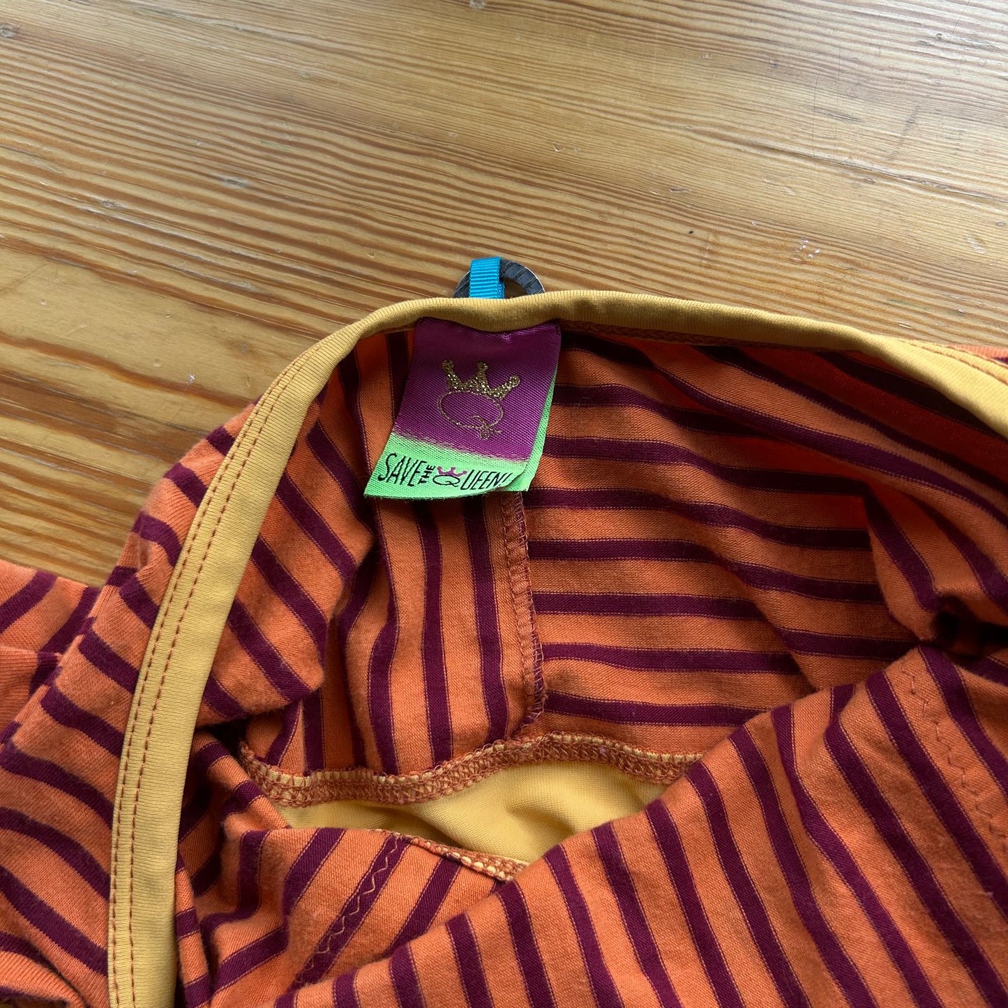 Save the Queen Yellow Stripe Open Back Top - M