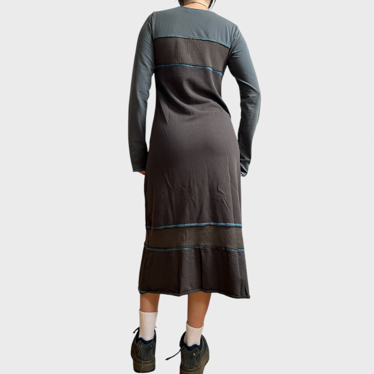 Cop Copine Grey and Light Blue Contrast Maxi Dress