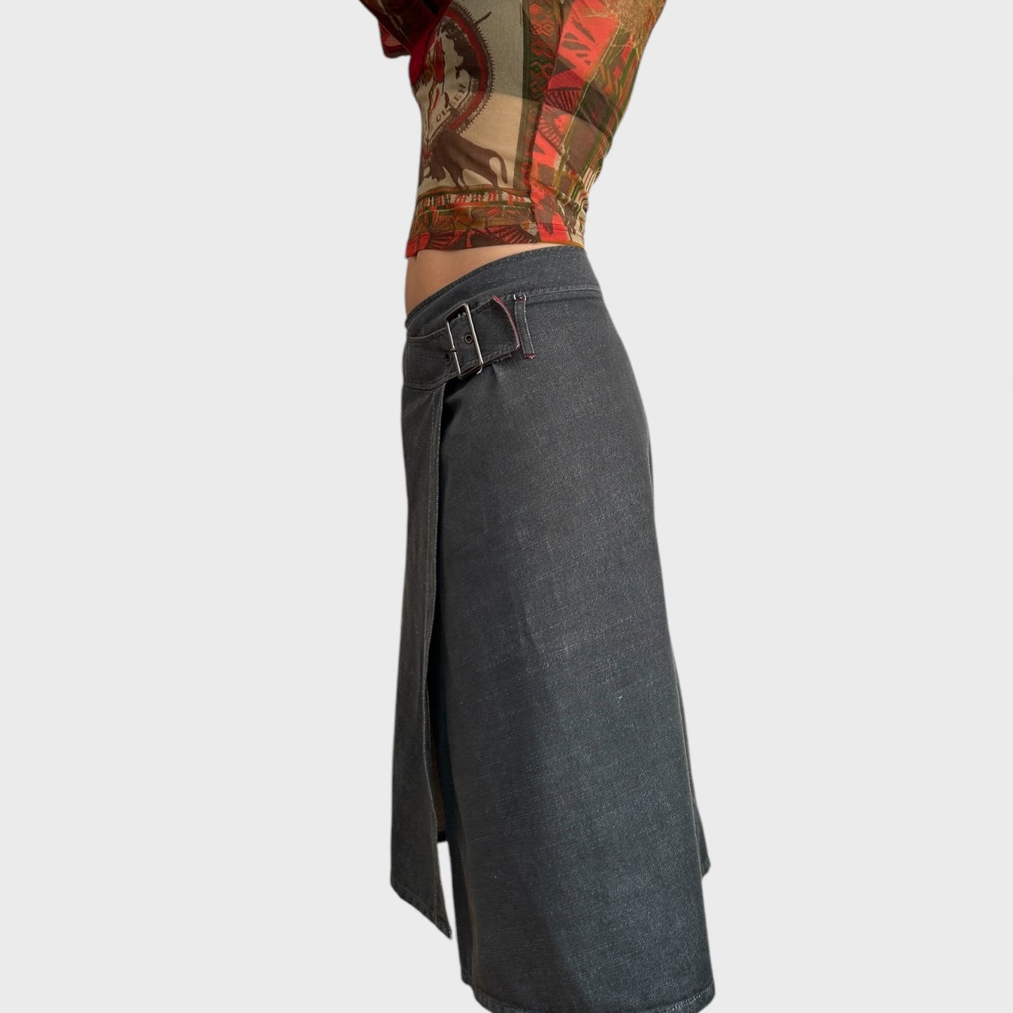 Cop Copine Denim Wrap Midi Skirt