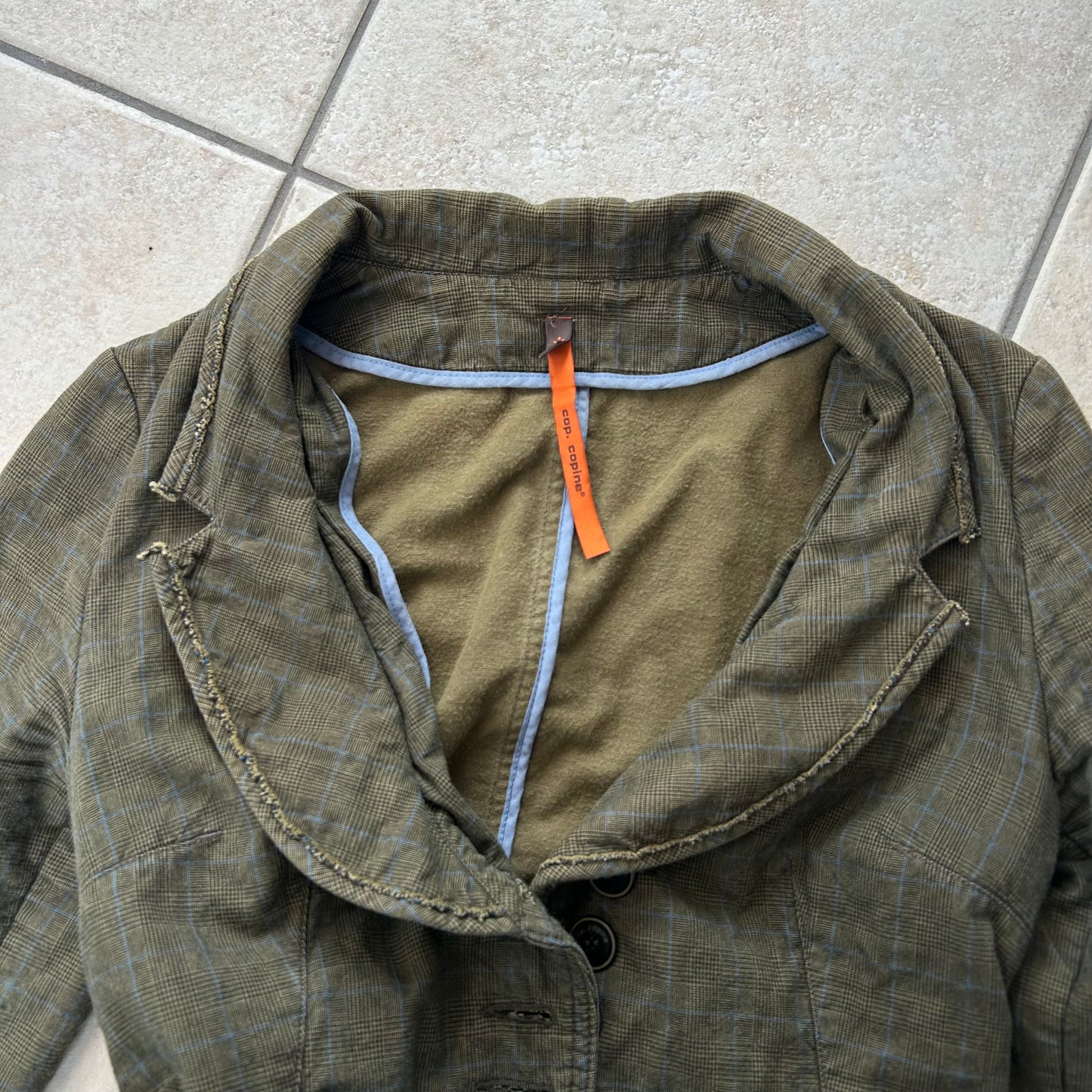 Cop Copine Khaki Plaid Button Jacket