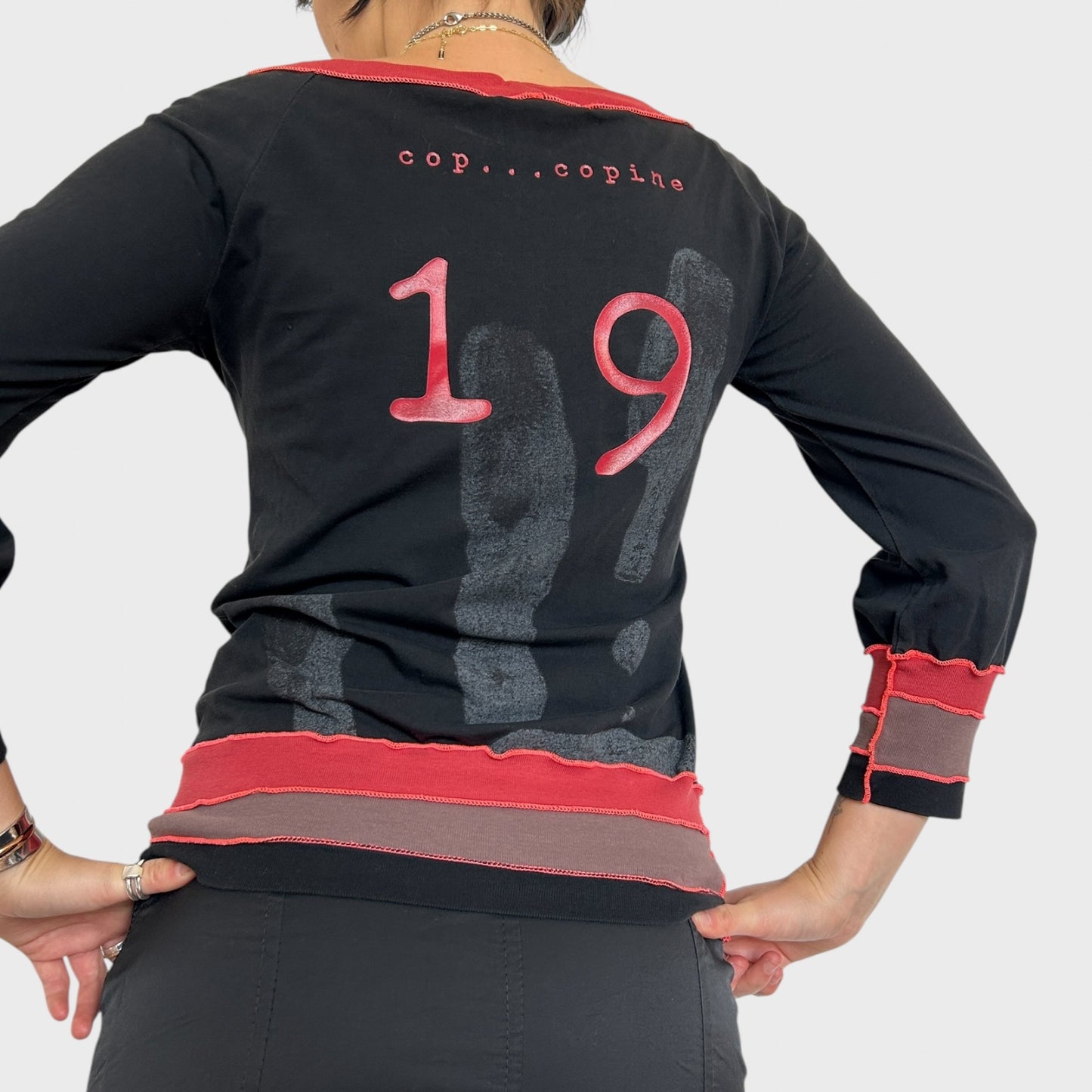 Cop Copine Black & Red Slouchy Graphic Top - Size S