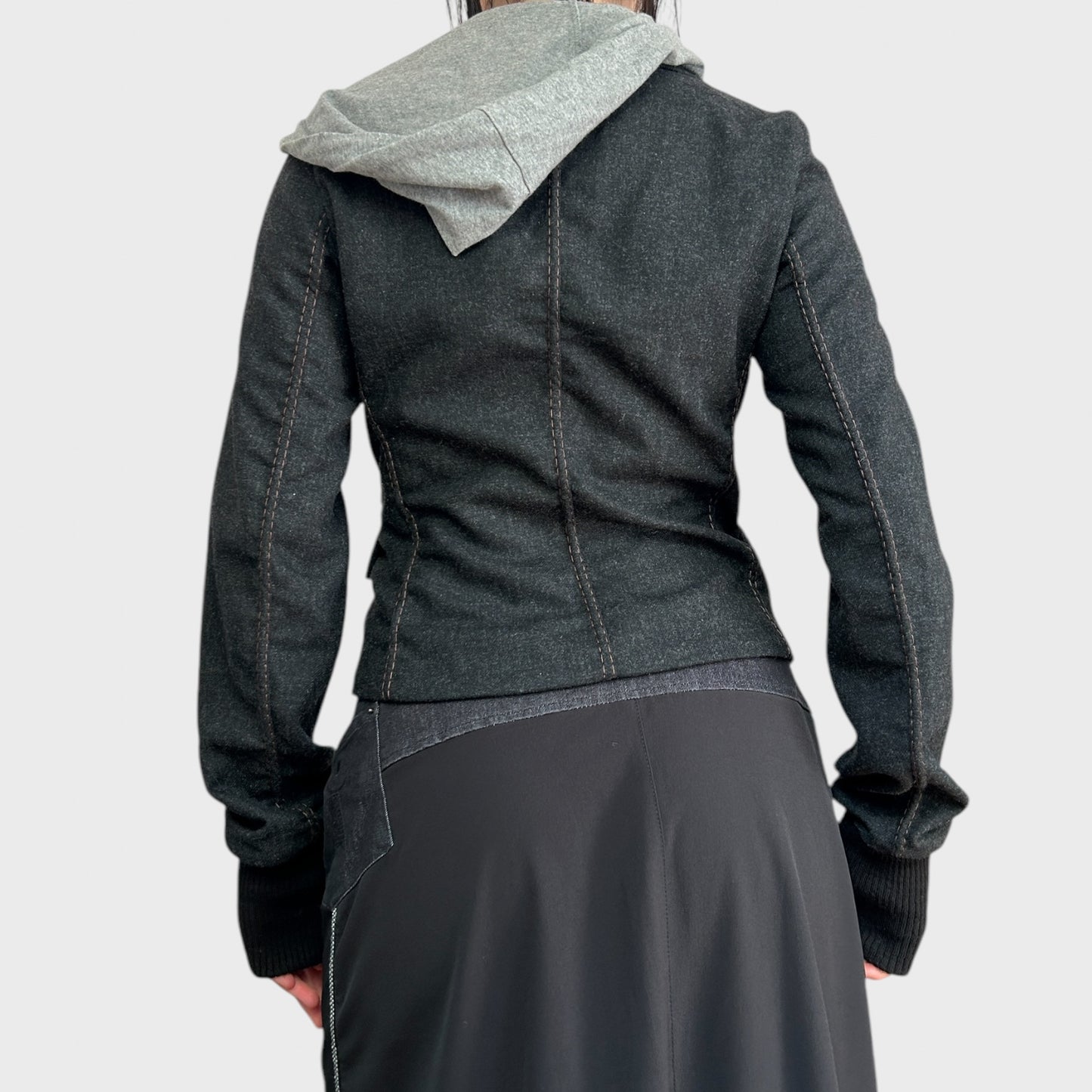 Cop Copine Structured Button-Up Jacket with Hood