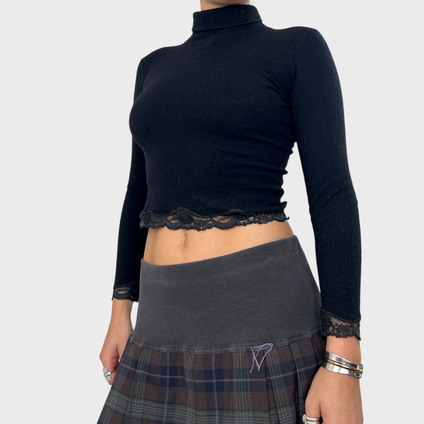 Dolce and Gabbana Black Jumper with Lace Trim - XS/S