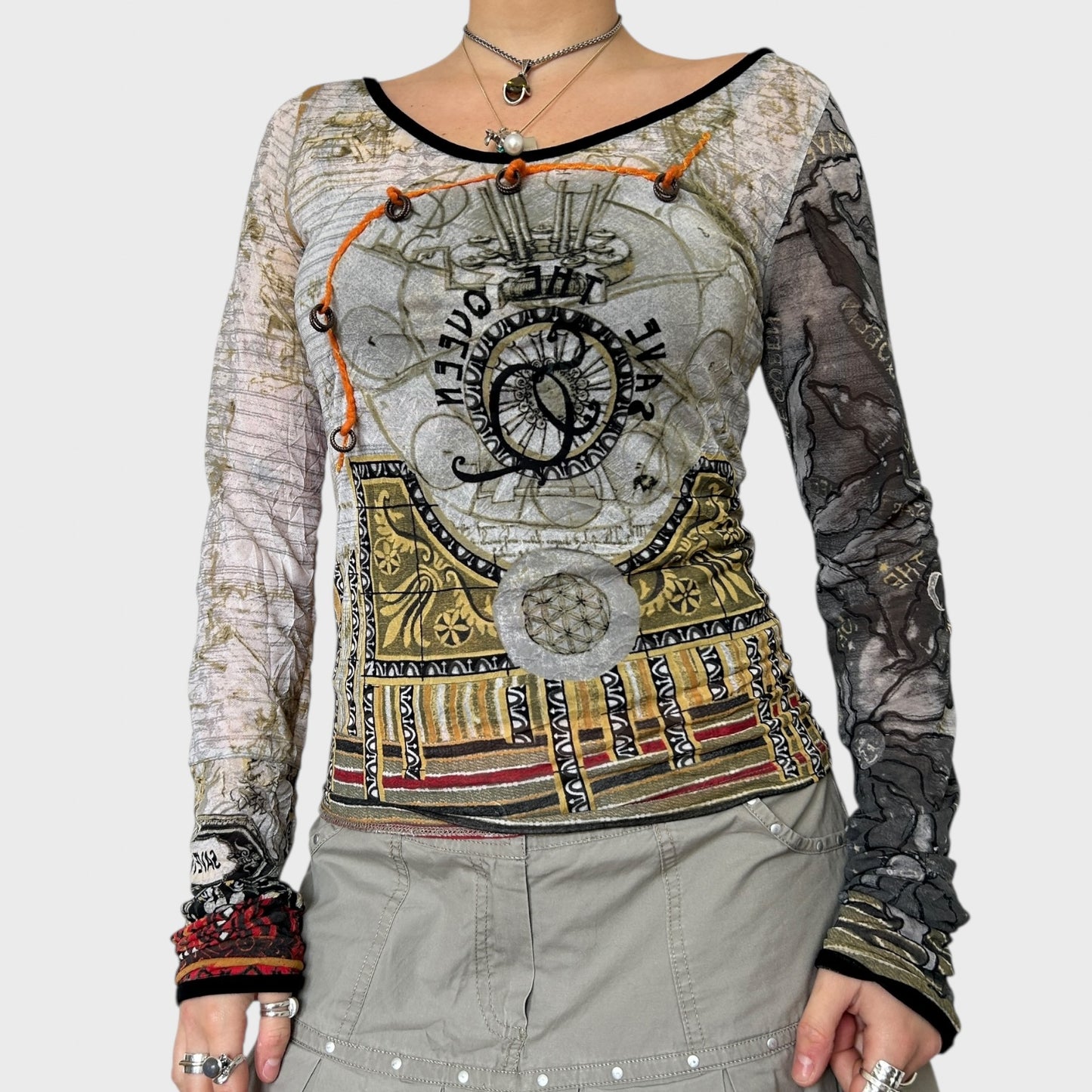 Save The Queen Mesh Long Sleeve Top