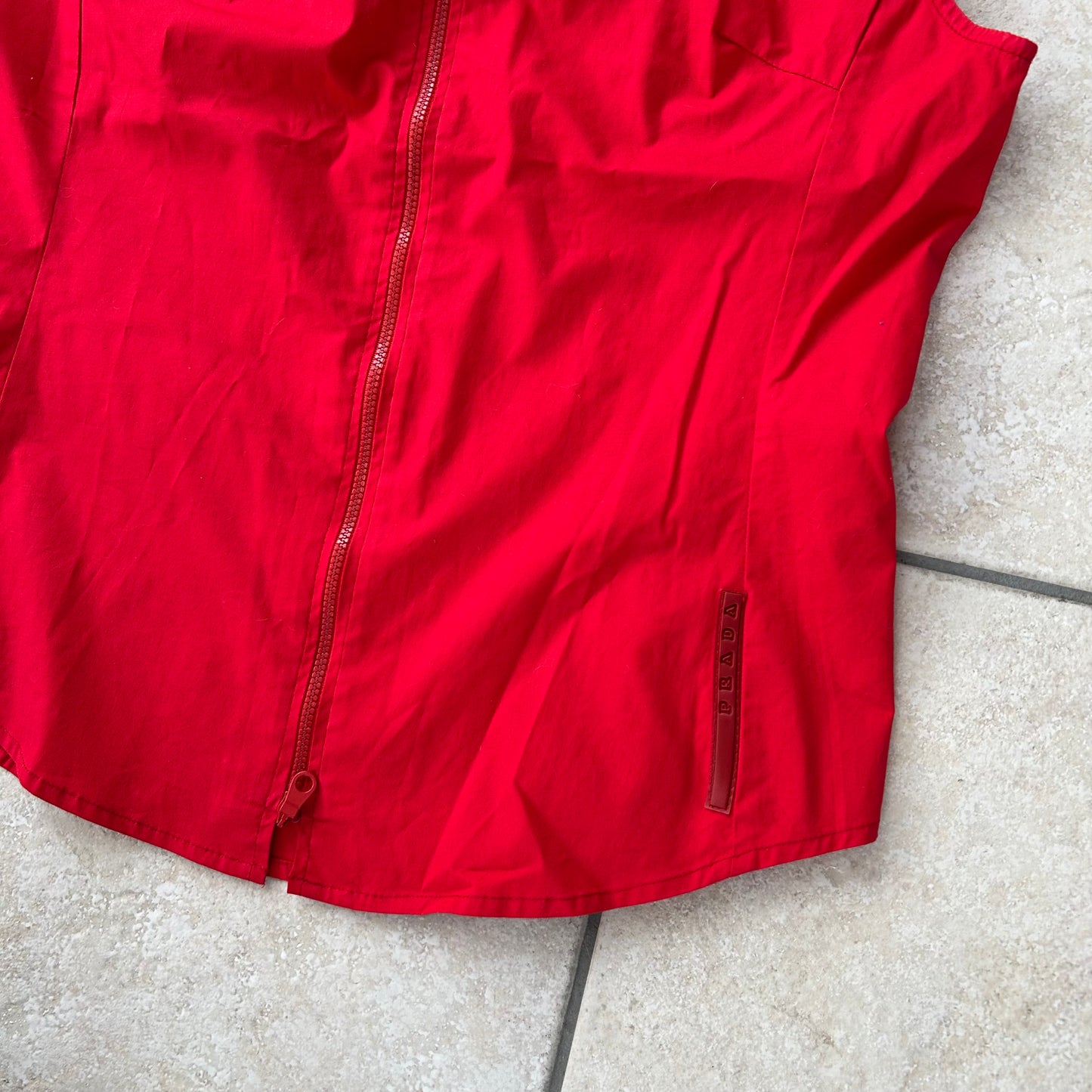 Prada Sport Red Fitted Sleeveless Double Zip Top